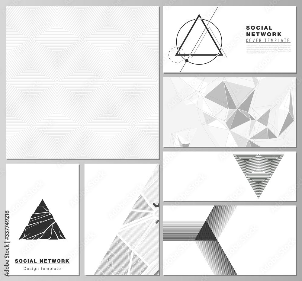 Poster the minimalistic abstract vector illustration layouts of modern social network mockups in popular fo