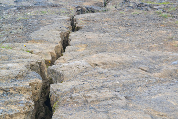Close up of a fault line or fracture in the earth
