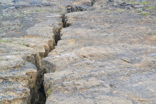 Close Up Of A Fault Line Or Fracture In The Earth