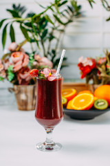 freshly smoothie with fruits and vegetables, healthy eating