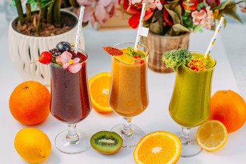 freshly smoothie with fruits and vegetables, healthy eating
