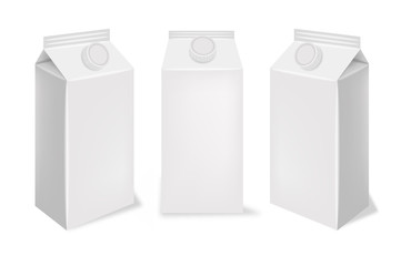 White box realistic set, isolated container, milk box