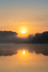 Sunrise on Jenoi pond near Diosjeno, Northern Hungary