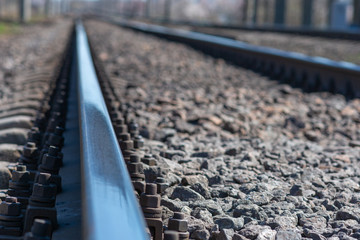 The way forward railway. Landscape on the background of the railway