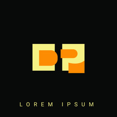 Fototapeta na wymiar Modern creative shaped DP, PD, D, P logo. Initial Logo Designs Templete with Black Background. Vector Illustration