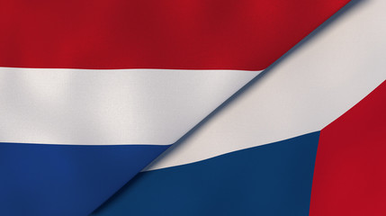 The flags of Netherlands and Czech Republic. News, reportage, business background. 3d illustration