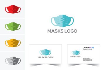 Masks logo icon vector and Business card template
