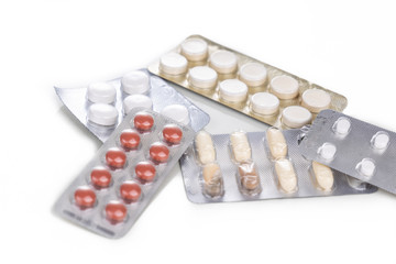 Strips of expired tablet, caplet  and capsule medicine.