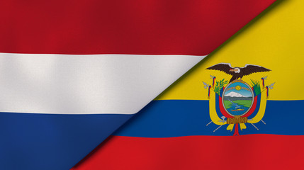 The flags of Netherlands and Ecuador. News, reportage, business background. 3d illustration