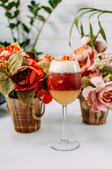 Beautifully decorated cocktail with a straw