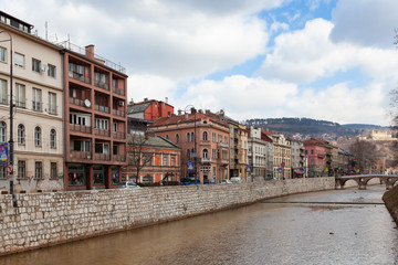 Naklejka na ściany i meble Architecture of Sarajevo, Bosnia and Herzegovina