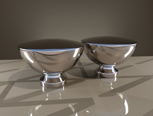3D render of two furniture handles made of steel