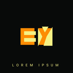 Modern creative shaped EY, YE, E, Y logo. Initial Logo Designs Templete with Black Background. Vector Illustration