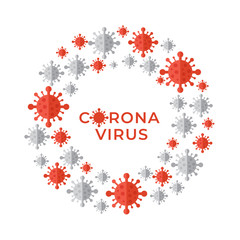 Flat icons of Coronavirus with medical equipments isolated on white background : Vector Illustration