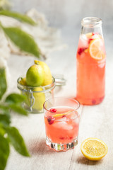 Fototapeta na wymiar Iced tea thé glacé citron et fruits