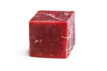 Piece of meat cubic shape concept of routinely eaten food