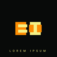 Modern creative shaped EI, IE, E, I logo. Initial Logo Designs Templete with Black Background. Vector Illustration