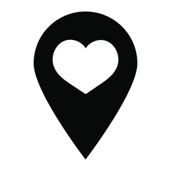 Love geolocation tag concept isolated on white background. The course of love will point the heart. Vector stock illustration.