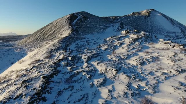 Grabrok Crater in Winter, Iceland