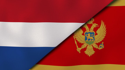 The flags of Netherlands and Montenegro. News, reportage, business background. 3d illustration
