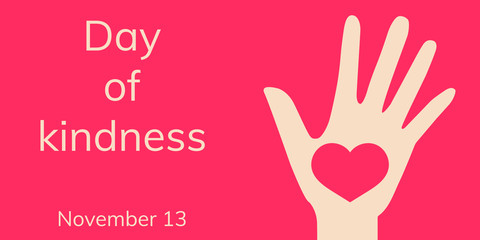 Obraz premium Day of kindness vector with hand and heart