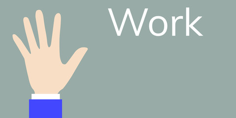 Hand in suit in work with copy space. Office task with ready hand on poster.