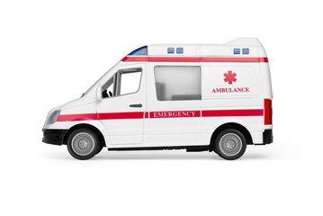 toy ambulances isolated on white background