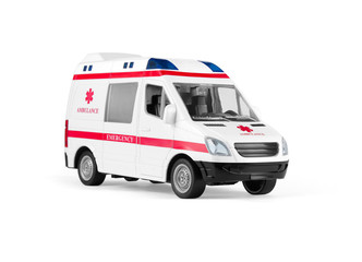 toy ambulances isolated on white background