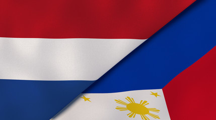 The flags of Netherlands and Philippines. News, reportage, business background. 3d illustration