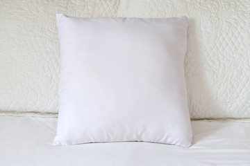 Fototapeta na wymiar Beautiful Square White Throw Pillow Mockup