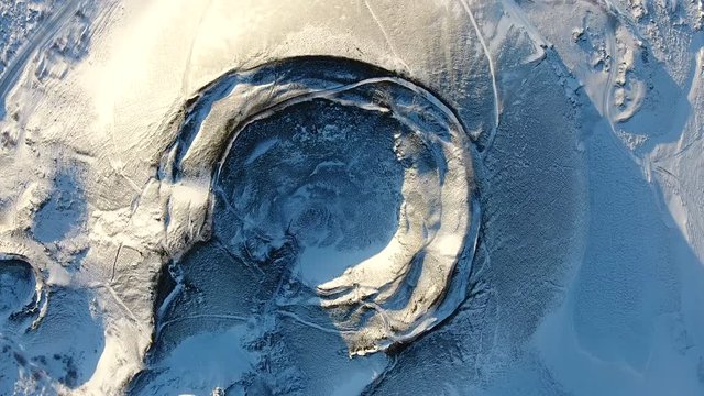 Grabrok Crater in Winter, Iceland