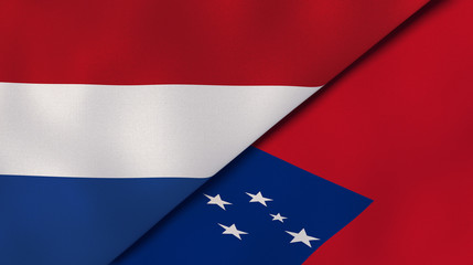 The flags of Netherlands and Samoa. News, reportage, business background. 3d illustration
