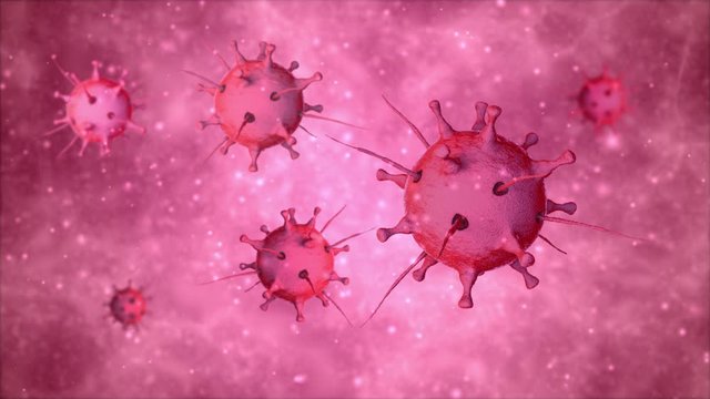 3D animation of the medical background and many coronaviruses spreading tentacles. The idea of a threat from a pandemic, the covid-19 virus, 4K animation for banners.