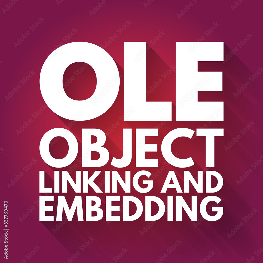 Poster ole - object linking and embedding acronym, technology concept background