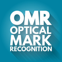 OMR - Optical Mark Recognition acronym, technology concept background