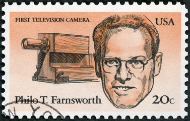 USA - 1983: shows Philo Taylor Farnsworth (1906-1971), American Inventors, First television camera,...