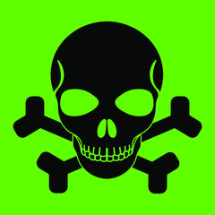 skull and crossbones on green backhround vector