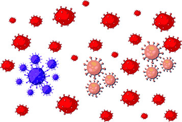 An illustration of the coronavirus cells.
