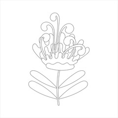 Obraz premium Fantastic flower for anti-stress coloring pages. Doodle art design elements. Black and white pattern for coloring books for adults and children. Vector illustration