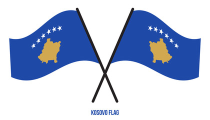 Kosovo Flag Waving Vector Illustration on White Background. Kosovo National Flag