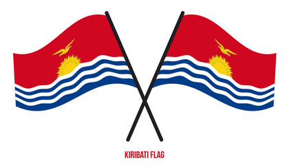 Fototapeta premium Kiribati Flag Waving Vector Illustration on White Background. Kiribati National Flag