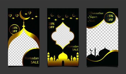 Instagram stories Set with islamic ramadan mubarak design