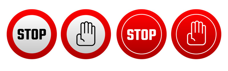 Red stop sign. Vector icon