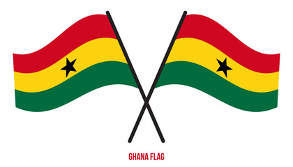 Ghana Flag Waving Vector Illustration on White Background. Ghana National Flag
