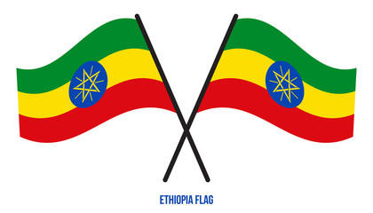 Ethiopia Flag Waving Vector Illustration on White Background. Ethiopia National Flag