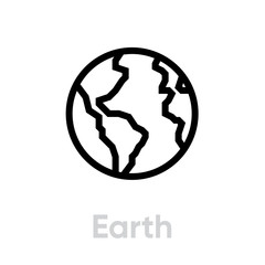 Earth flat icon. Editable Vector Outline.