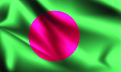 Bangladesh flag blowing in the wind. part of a series. Bangladesh waving flag.
