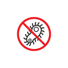 Stop Sign Of Virus, Bacteria, Germs and Microbe. Antibacterial and Antiviral Defense, Protection Infection. Vector Illustration. EPS 10