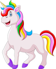 Obraz na płótnie Canvas Beautiful unicorn cartoon funny happy