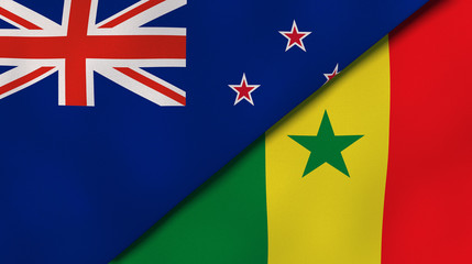 The flags of New Zealand and Senegal. News, reportage, business background. 3d illustration © Maksym Kapliuk